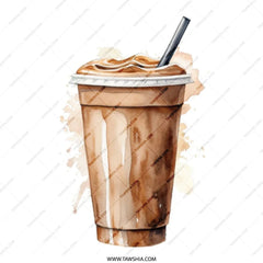 Iced Coffee Tote Bag, Coffee Lover Gift, Watercolor Frappe Tote, Aesthetic Drinks Bag, Reusable Grocery Bag, Everyday Carryall, Cute Tote - Tawshia