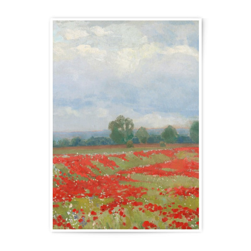 Red Poppies Photographic Print, Landscape Art Print, Impressionist Painting, Floral Wall Art, Field of Flowers, Fine Art Photography - Tawshia