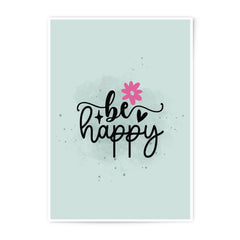 Be Happy Photographic Print, Pink Flower Wall Art, Inspirational Quote Print, Positive Vibes Art, Home Decor, Gift Idea - Tawshia