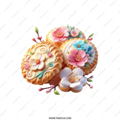 Mooncake Floral Tote Bag, Elegant Dessert Design, Unique Pattern Bag, Shopping Bag, Reusable Grocery Bag, Everyday Carry Bag - Tawshia