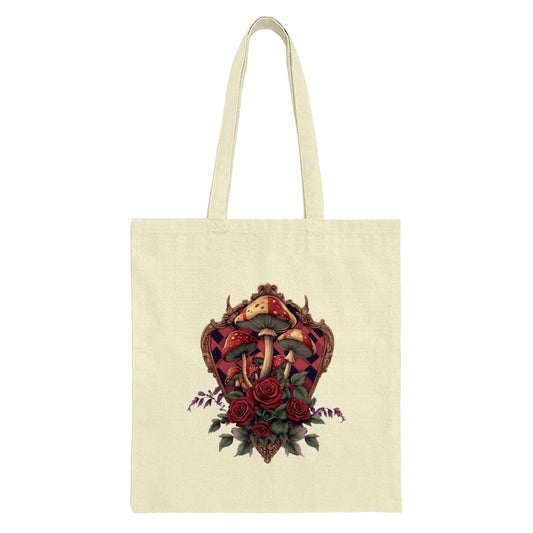Mushroom Tote Bag, Floral Design Bag, Cottagecore Aesthetic, Unique Gift Idea, Market Bag, Everyday Bag, Canvas Tote Bag, Reusable Bag - Tawshia