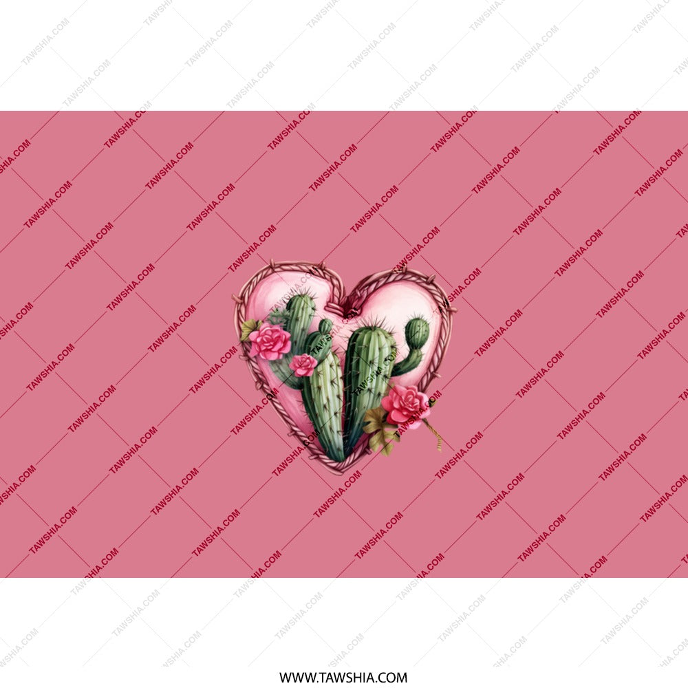 Cactus Heart Tumbler, Floral Tumbler, Pink Cactus Tumbler, Desert Tumbler, Western Tumbler, Gift For Her, Unique Tumbler, Cute Tumbler - Tawshia
