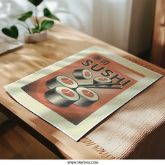 Sushi Photographic Print, Japanese Food Art, Retro Food Poster, Asian Cuisine Wall Art, Kitchen Decor Print - Tawshia