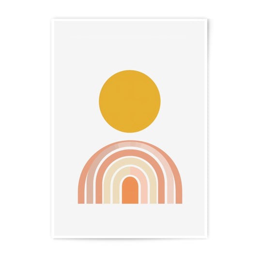 Boho Rainbow Photographic Print, Minimalist Sun Art, Modern Nursery Decor, Geometric Wall Art, Abstract Kids Room Print - Tawshia
