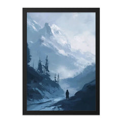 Winter Mountain Wall Art, Snowy Landscape Print, Adventurer Art, Cold Climate Painting, Moody Scenery Poster, Nature Home Decor - Tawshia