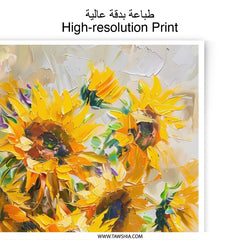 Sunflower Photographic Print, Floral Still Life Art, Impressionist Style Painting, Bright Yellow Home Decor, Flower Bouquet Wall Art - Tawshia