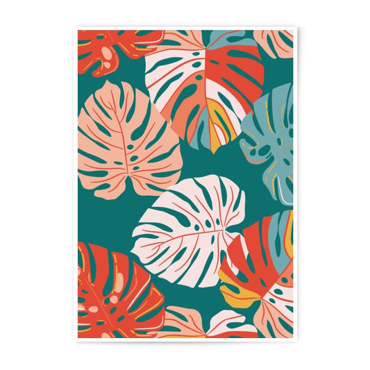 Tropical Leaf Photographic Print, Monstera Plant Art Print, Botanical Wall Decor, Colorful Leaves Print, Home Decor Wall Art - Tawshia