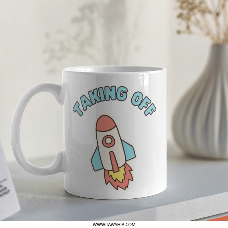 Taking Off Rocket Mug, Space Mug, Outer Space Gift, Space Lover Gift, Rocket Launch Mug, Cool Mug, Rocket Art, Coffee Mug, Tea Mug - Tawshia