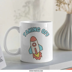 Taking Off Rocket Mug, Space Mug, Outer Space Gift, Space Lover Gift, Rocket Launch Mug, Cool Mug, Rocket Art, Coffee Mug, Tea Mug - Tawshia