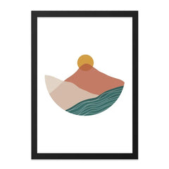 Minimalist Landscape Wall Art, Abstract Mountain Print, Boho Home Decor, Sunrise Art Print, Geometric Nature Wall Decor - Tawshia