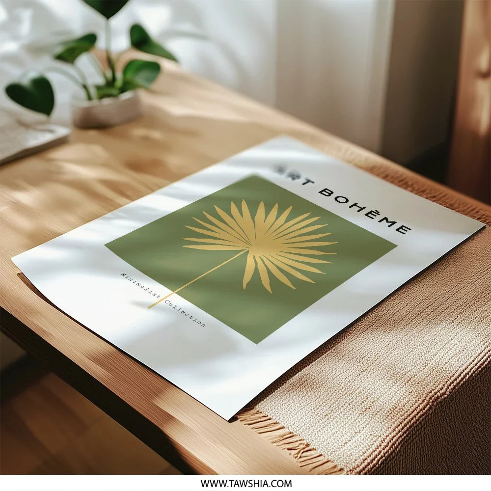 Art Boheme Photographic Print, Minimalist Art Print, Palm Leaf Wall Art, Boho Home Decor, Botanical Art, Modern Art Print - Tawshia