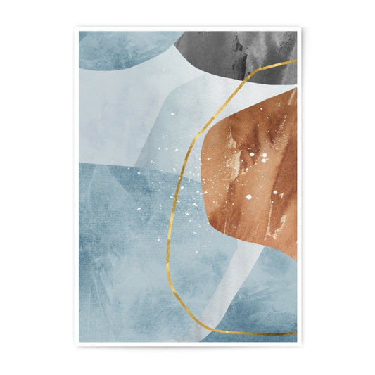 Abstract Photographic Print, Modern Art Print, Contemporary Wall Decor, Geometric Shapes Artwork, Blue Brown Gold Art, Home Decor, Office - Tawshia