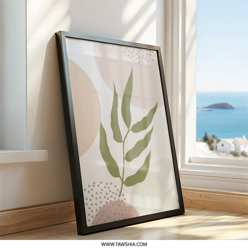 Botanical Wall Art, Abstract Leaves Art, Modern Art Print, Minimalist Decor, Geometric Art, Neutral Wall Decor, Home Decor, Framed Art - Tawshia