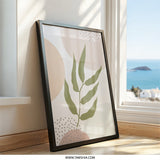 Botanical Wall Art, Abstract Leaves Art, Modern Art Print, Minimalist Decor, Geometric Art, Neutral Wall Decor, Home Decor, Framed Art - Tawshia