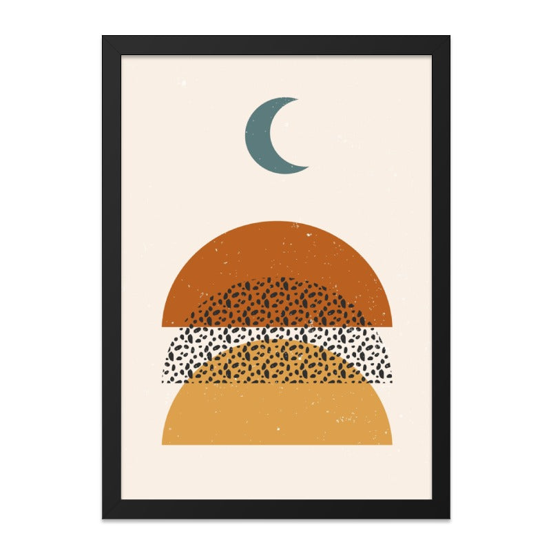 Modern Moon Wall Art, Geometric Print, Boho Decor, Abstract Shapes, Minimalist Art, Home Decor, Trendy Wall Hanging - Tawshia
