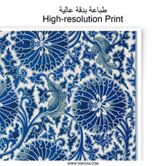 Blue Floral Photographic Print, Oriental Design, Traditional Pattern Art, Asian Decor, Elegant Wall Art, Home Decor, Fine Art Print - Tawshia