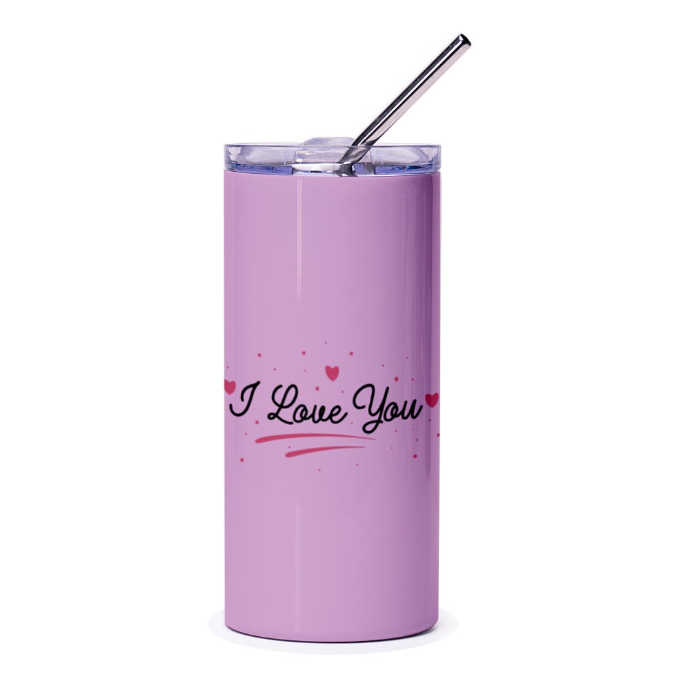 I Love You Tumbler, Valentines Day Gift, Gift for Her, Anniversary Gift, Romantic Tumbler, Tumbler with Straw, Gift for Girlfriend - Tawshia