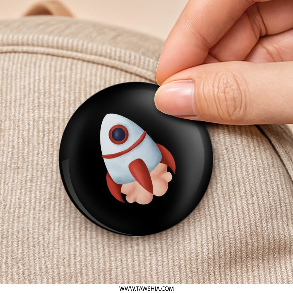 Cute Rocket Pinback Button, Outer Space Button, Spaceship Badge, Space Travel, Rocket Launch Pin, Cosmic Gift Idea, Geeky Collectible - Tawshia