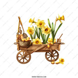 Daffodils Tote Bag, Flower Cart Design, Spring Flowers, Botanical Art, Yellow Flowers, Easter Theme Tote, Gift for Her, Floral Print Bag - Tawshia