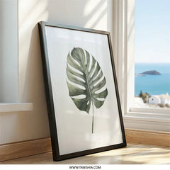 Monstera Leaf Wall Art, Botanical Print, Tropical Decor, Plant Wall Decor, Modern Art Print, Nature Art, Home Decor - Tawshia