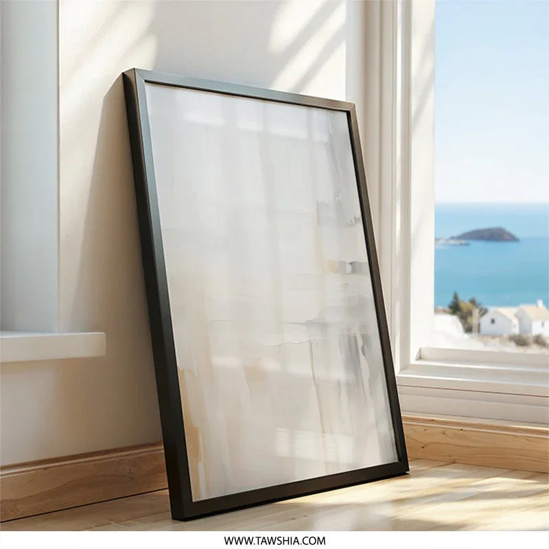 Abstract Neutral Wall Art, Minimalist Painting Print, Modern Home Decor, Beige Gray Artwork, Contemporary Art Print, Framed Wall Decor - Tawshia