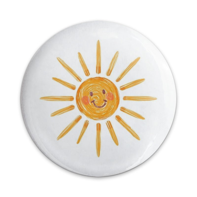 Smiling Sun Pinback Button, Happy Sunshine Badge, Cute Sun Button, Kidcore Aesthetic Button, Positive Vibes, Cheerful Sun Pin Button - Tawshia