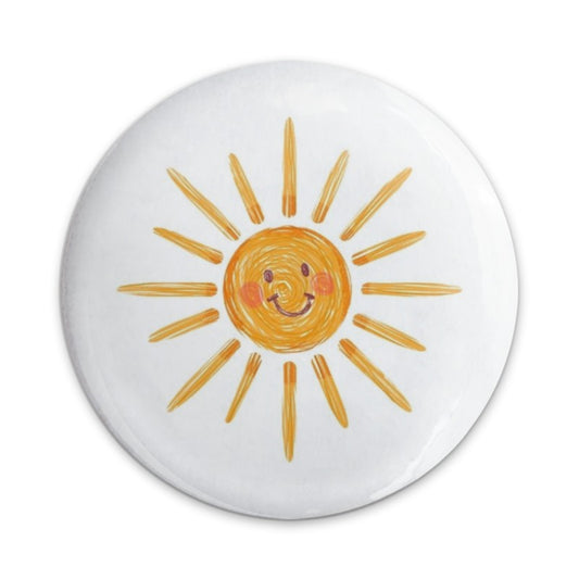 Smiling Sun Pinback Button, Happy Sunshine Badge, Cute Sun Button, Kidcore Aesthetic Button, Positive Vibes, Cheerful Sun Pin Button - Tawshia