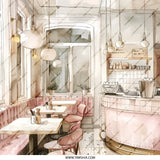 Cafe Scene Pinback, Watercolor Restaurant Pin, Aesthetic Cafe Decor Pinback, Trendy Foodie Pin, Stylish Pinbacks - Tawshia