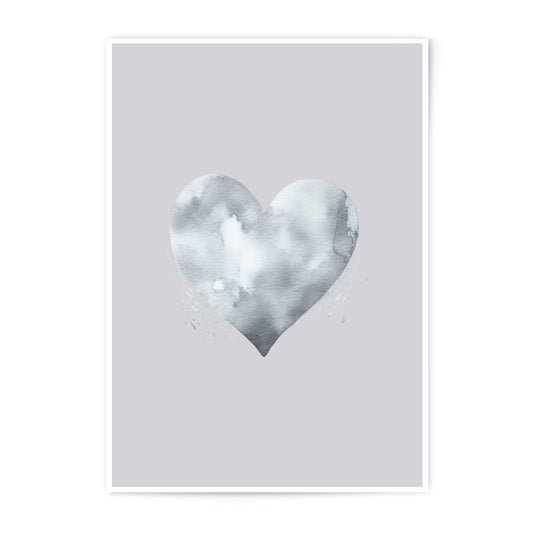 Silver Heart Photographic Prints, Watercolor Heart Wall Art, Minimalist Home Decor, Romantic Gift Idea, Love Symbol Prints, Art Print - Tawshia