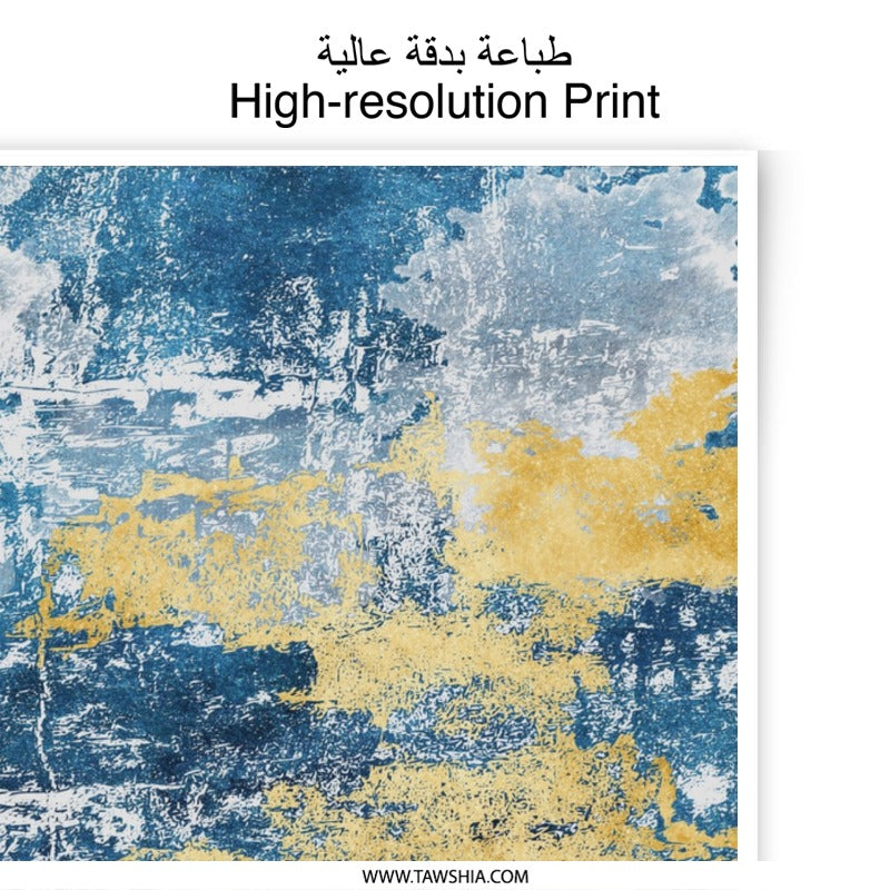 Abstract Art Photographic Print, Blue and Gold Wall Decor, Modern Art Print, Contemporary Home Decor, Unique Art for Living Room - Tawshia