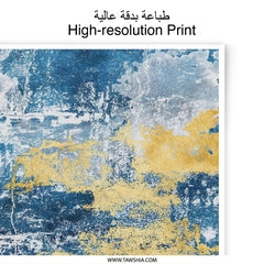 Abstract Art Photographic Print, Blue and Gold Wall Decor, Modern Art Print, Contemporary Home Decor, Unique Art for Living Room - Tawshia