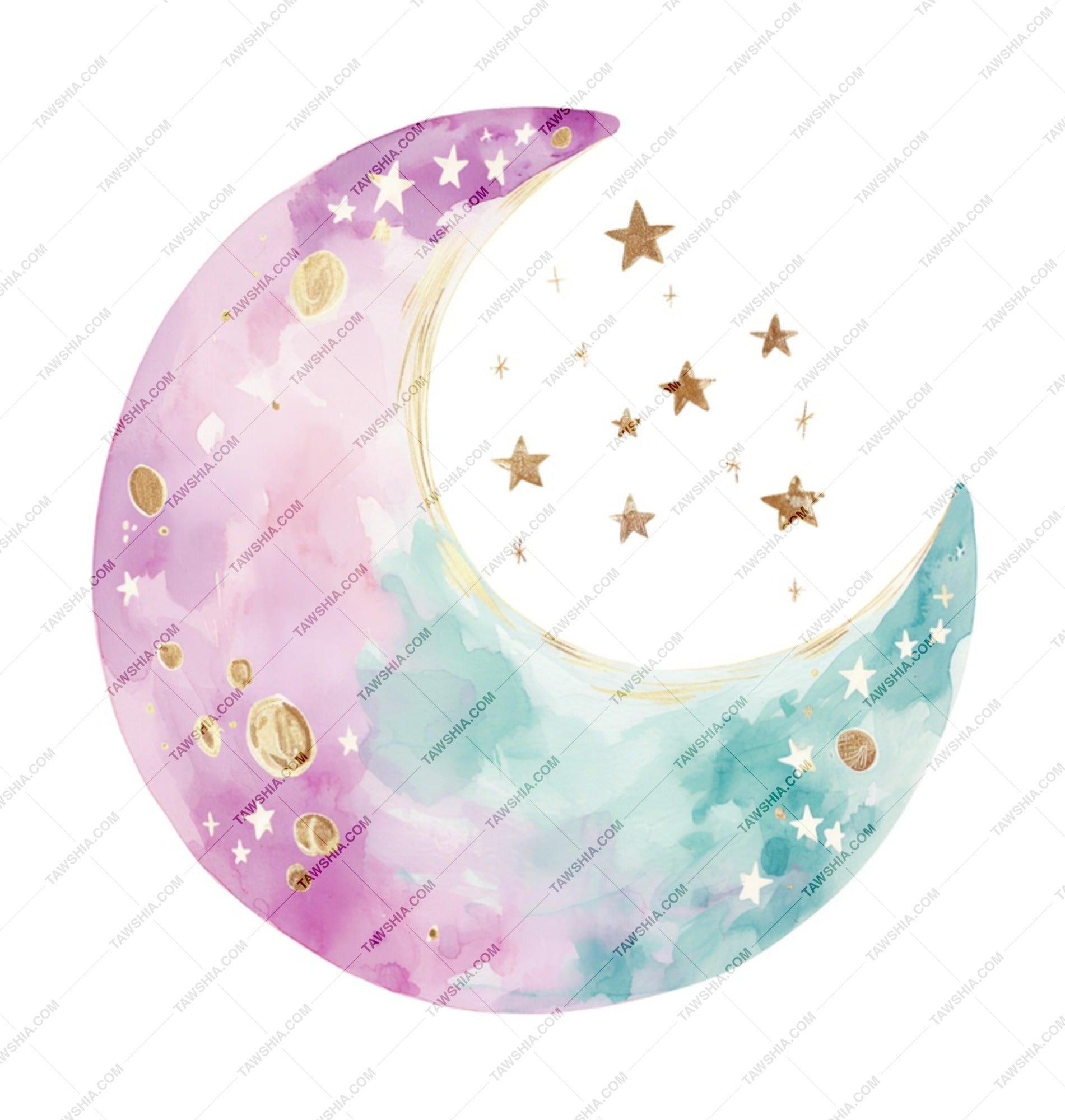Watercolor Moon Mug, Celestial Coffee Cup, Stars Mug, Night Sky Mug, Dreamy Mug, Gift Idea, Unique Coffee Mug, Magical Mug, Pastel Colors SKU: MG10004209 - Tawshia