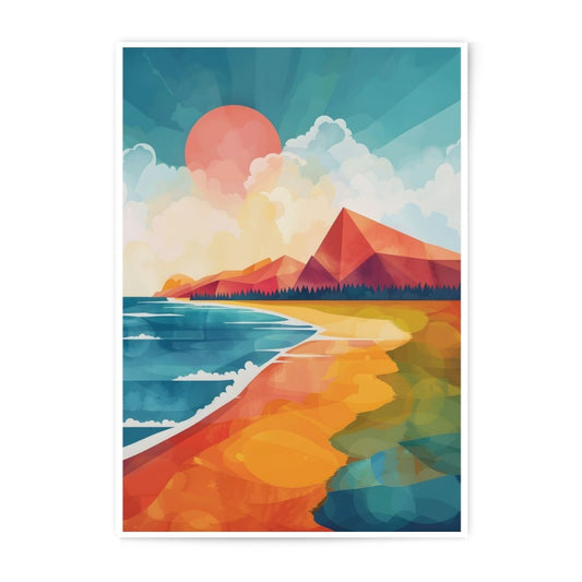 Beach Photographic Print, Abstract Landscape Art, Sunset Seascape Painting, Coastal Wall Decor, Modern Art Print, Home Decor Art - Tawshia