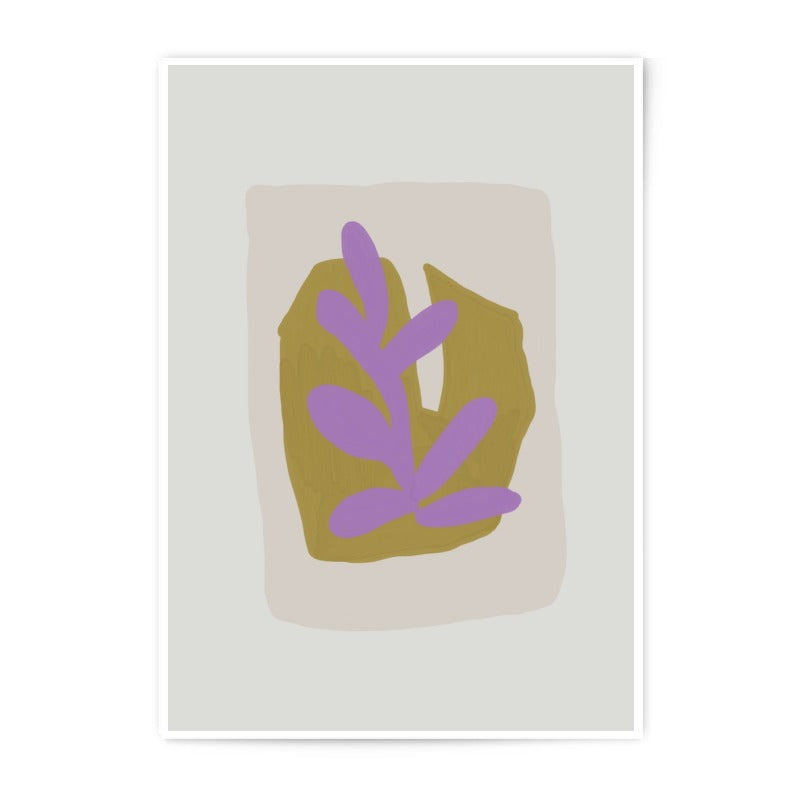 Abstract Leaf Photographic Print, Modern Art Print, Minimalist Wall Decor, Botanical Art, Purple and Gold Leaf Art, Home Decor - Tawshia