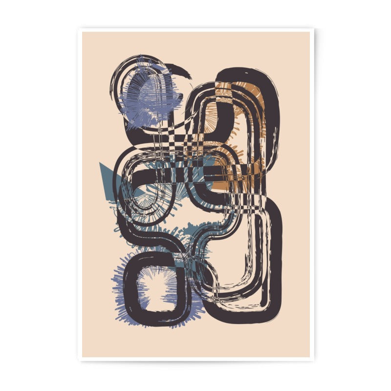 Abstract Art Photographic Print, Modern Wall Decor, Geometric Shapes, Brush Strokes, Home Art, Minimalist Design - Tawshia