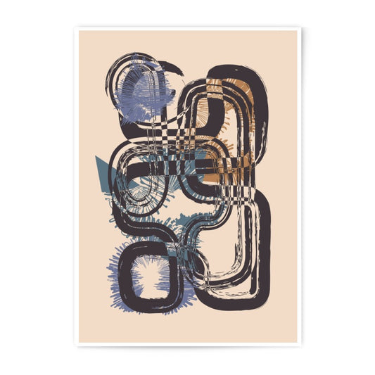 Abstract Art Photographic Print, Modern Wall Decor, Geometric Shapes, Brush Strokes, Home Art, Minimalist Design - Tawshia