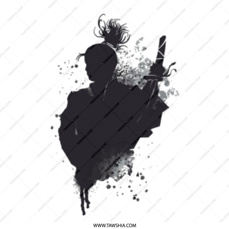 Shadowy Silhouette of a Sword-Wielding Warrior Art product