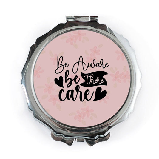 Aware There Care Pocket Mirror, Cute Compact Mirror, Floral Pink Mirror, Affirmation Mirror, Inspiring Gift for Her, Pocket Mirror - Tawshia