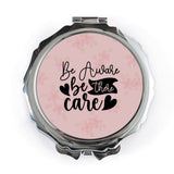Aware There Care Pocket Mirror, Cute Compact Mirror, Floral Pink Mirror, Affirmation Mirror, Inspiring Gift for Her, Pocket Mirror - Tawshia