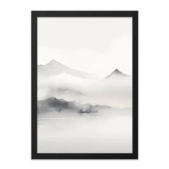 Mountain Lake Wall Art, Monochrome Scenery Print, Serene Landscape Artwork, Minimalist Home Decor, Nature Photography - Tawshia