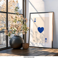 Ace of Hearts Wall Art, Playing Card Print, Casino Decor, Modern Art, Card Game Poster, Minimalist Wall Decor - Tawshia