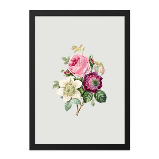 Floral Bouquet Wall Art, Vintage Flower Print, Botanical Art Print, Elegant Home Decor, Rose Anemone Hellebore Wall Decor - Tawshia