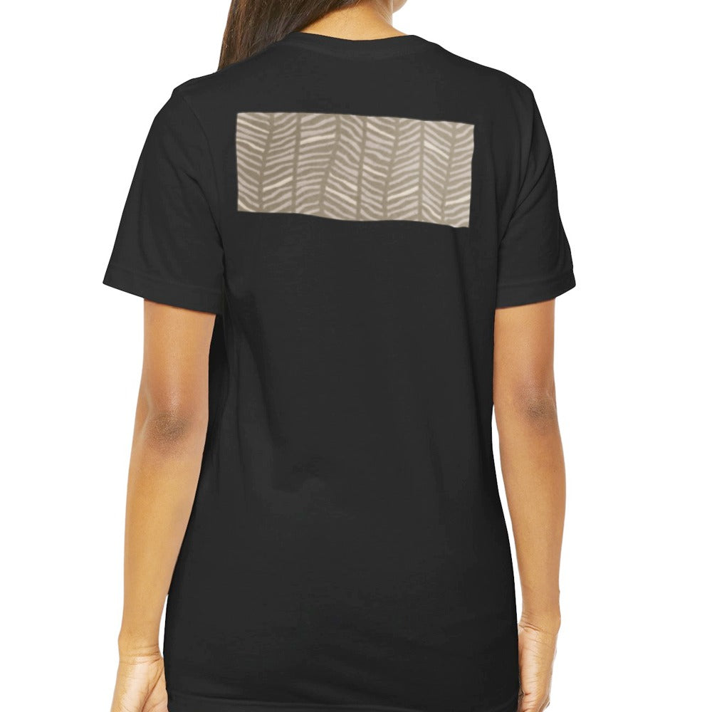 Graphic Design with Leaf Pattern on Black T-Shirt product