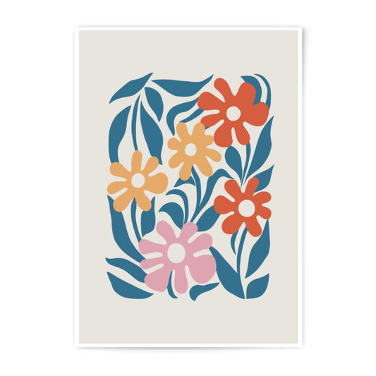 Floral Photographic Print, Colorful Flower Art, Botanical Wall Decor, Retro Flower Print, Modern Home Decor, Flower Illustration - Tawshia