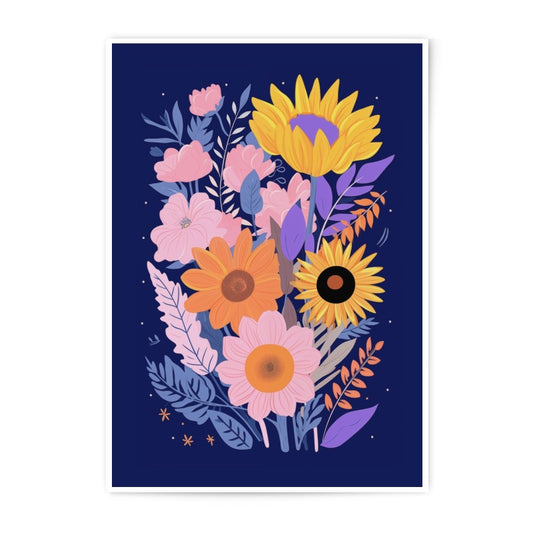 Floral Photographic Print, Flower Bouquet Art, Sunflower Wall Decor, Colorful Botanical Illustration, Home Decor, Print Art - Tawshia