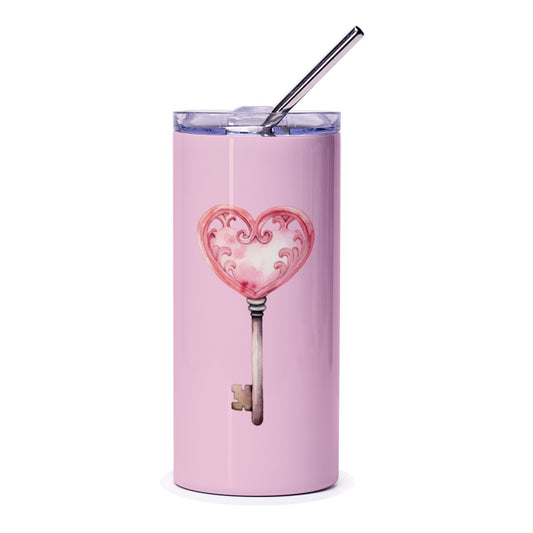 Heart Key Tumbler, Love Tumbler, Pink Tumbler, Valentine's Day Gift, Key to My Heart Tumbler, Unique Gift Idea, Cute Tumbler - Tawshia