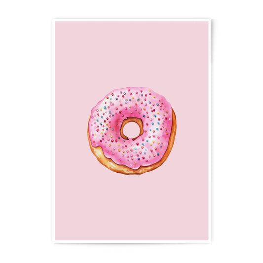 Donut Photographic Prints, Pink Glazed Donut Art, Food Prints, Kitchen Wall Decor, Sweet Treat Print, Colorful Sprinkles, Donut Lover Gift - Tawshia