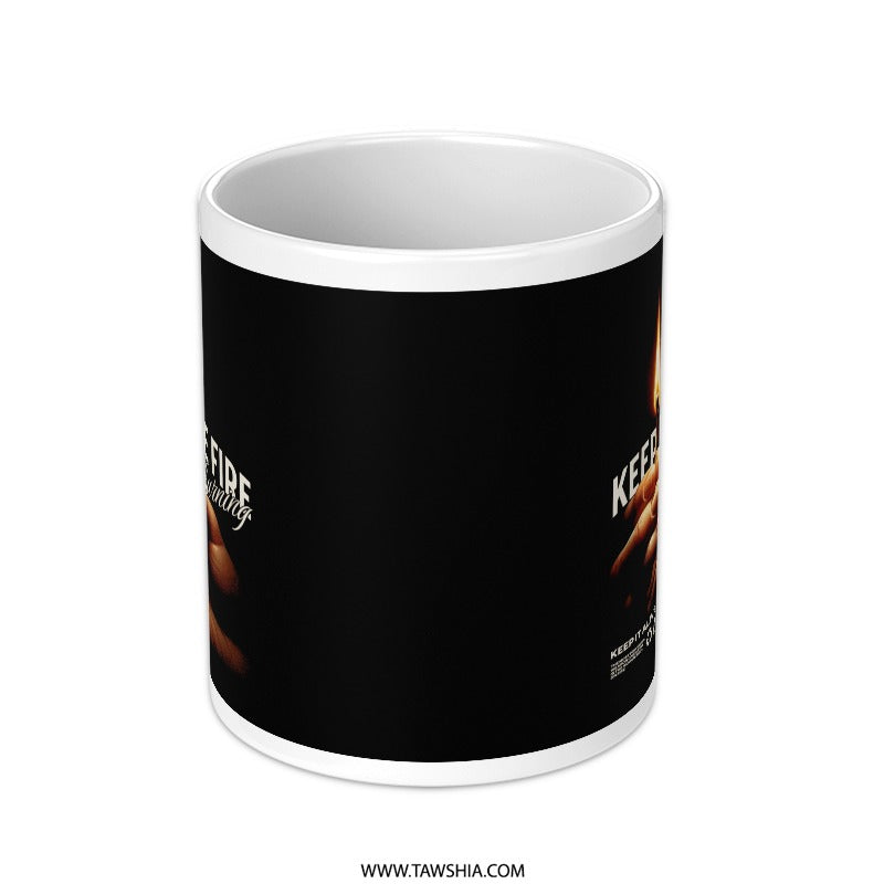 Black Mug with Kfee Fire Print Design Mug Product