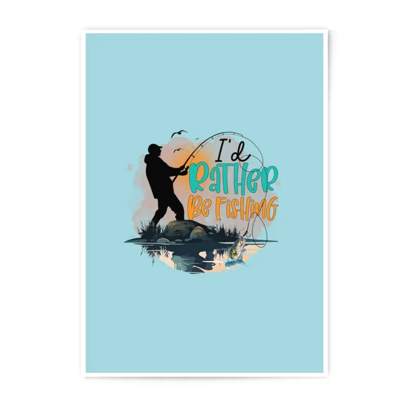 Fishing Photographic Print, I'd Rather Be Fishing, Silhouette Art, Fisherman Gift, Lake Decor, Outdoor Adventure, Hobby Art Print - Tawshia
