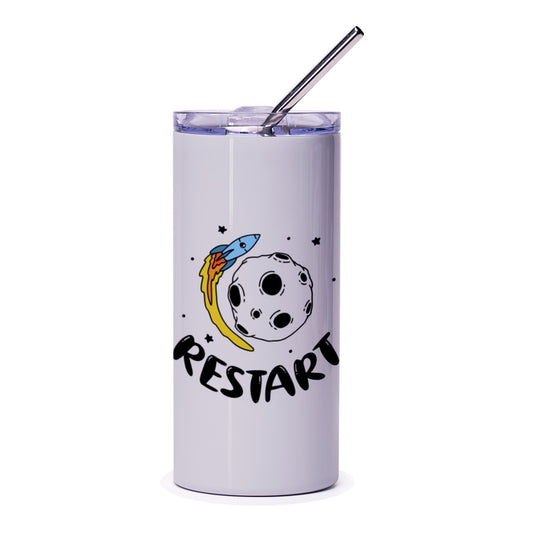 Restart Tumbler, Rocket and Moon, Space Tumbler, Motivation Gift, Out of this World, Inspirational Tumbler, Positive Affirmation Tumbler - Tawshia